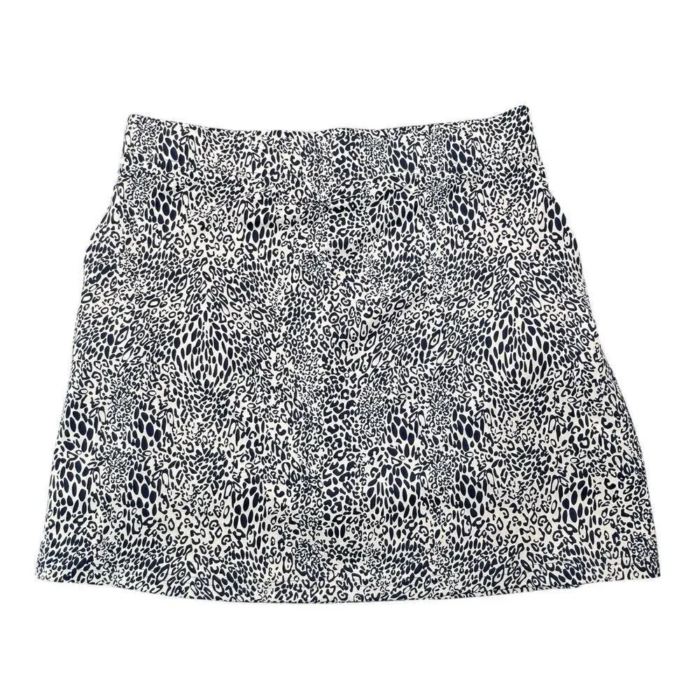La Mer Luxe XL Tennis Animal Print Skort Skirt Black Beige Stretch Knit Stretch